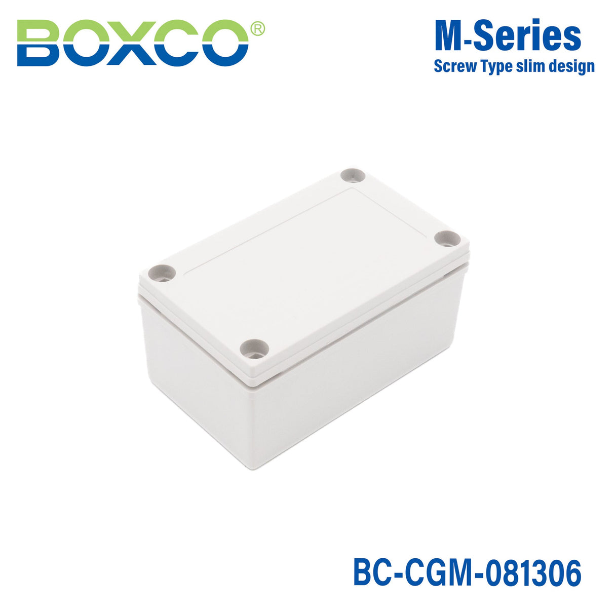 Boxco M - Series 3.15 x 5.12 x 2.36 Inches(80 x 130 x 60mm) Plastic Enclosure, IP67, IK08, PC, Grey Cover, Screw Type - BC - CGM - 081306 - powersupplymall.com