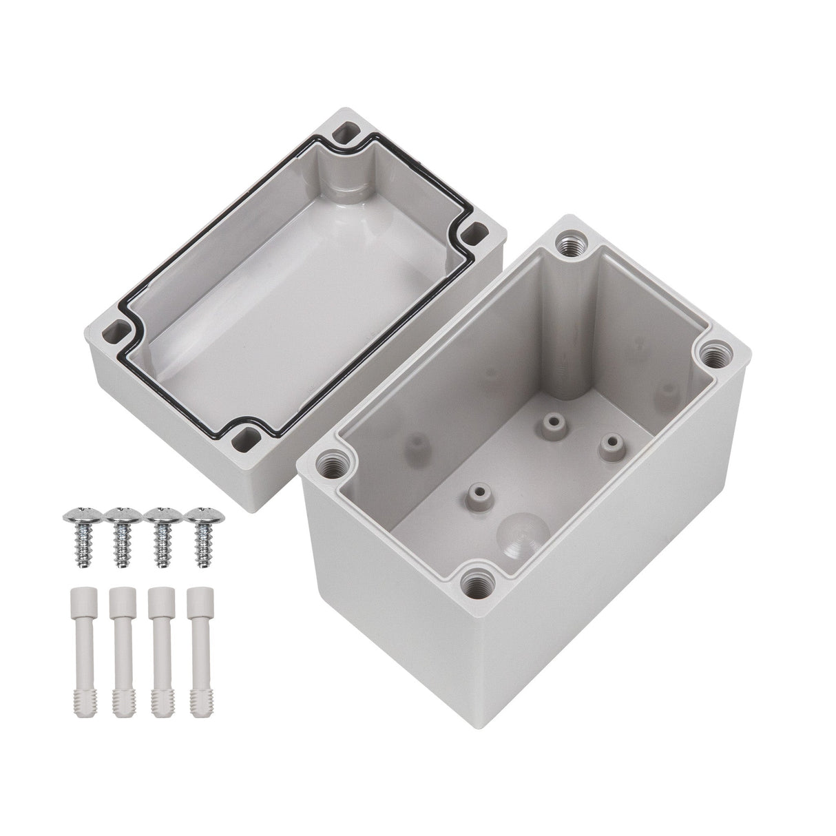 Boxco M - Series 3.15 x 5.12 x 4.92 Inches(80 x 130 x 125mm) Plastic Enclosure, IP67, IK08, PC, Grey Cover, Screw Type - BC - CGM - 081312 - powersupplymall.com