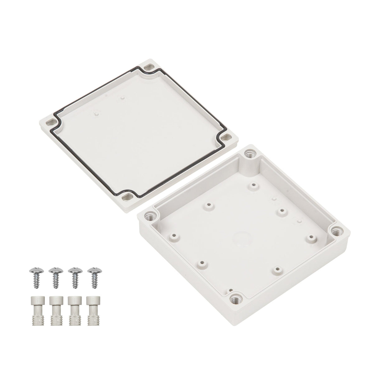 Boxco M - Series 5.12 x 5.12 x 1.38 Inches(130 x 130 x 35mm) Plastic Enclosure, IP67, IK08, PC, Grey Cover, Screw Type - BC - CGM - 131303 - powersupplymall.com