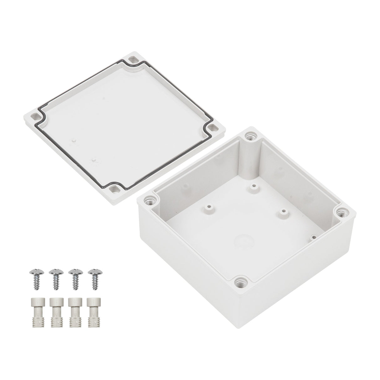 Boxco M - Series 5.12 x 5.12 x 2.36 Inches(130 x 130 x 60mm) Plastic Enclosure, IP67, IK08, PC, Grey Cover, Screw Type - BC-CGM-131306 - powersupplymall.com