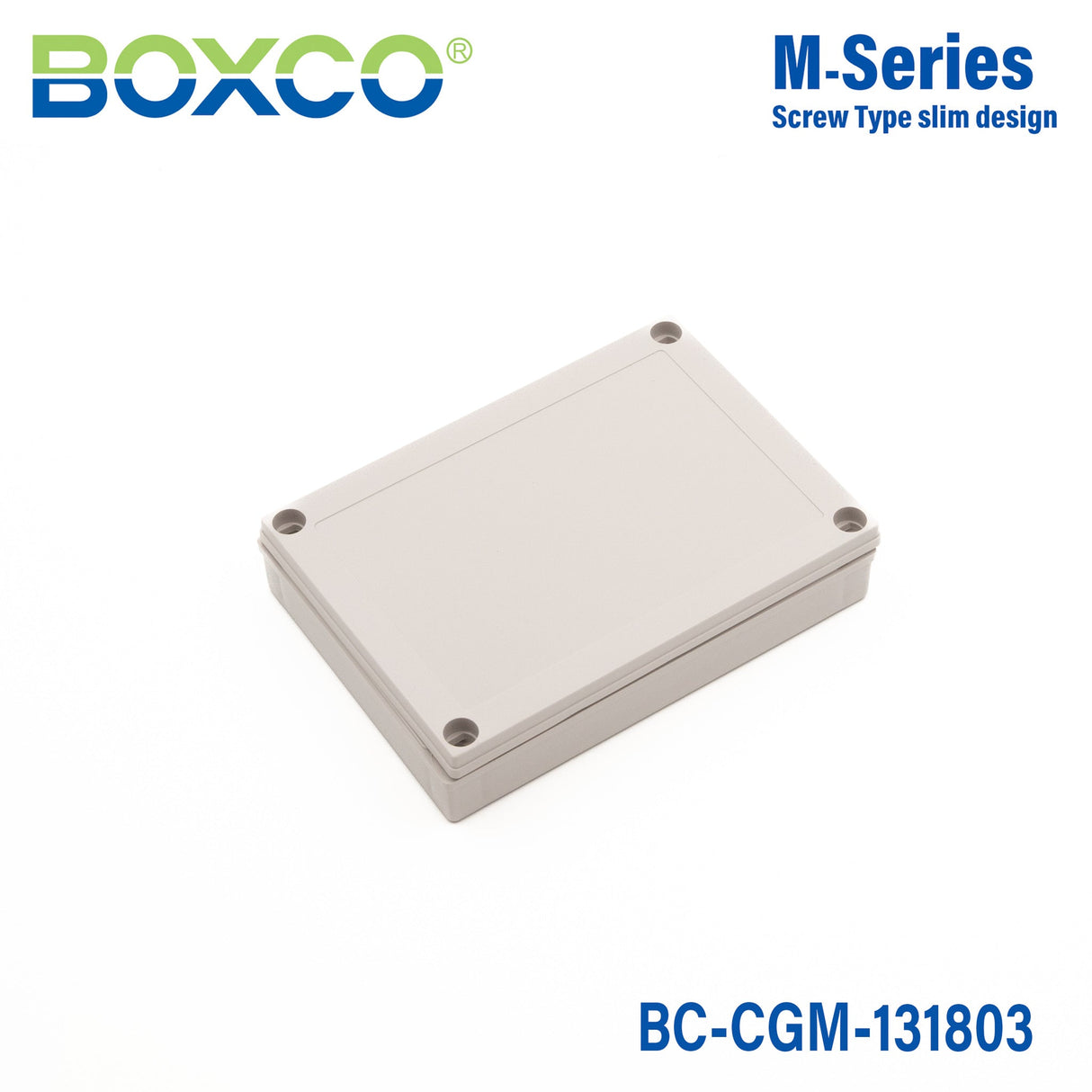 Boxco M - Series 5.12 x 7.09 x 1.38 Inches(130 x 180 x 35mm) Plastic Enclosure, IP67, IK08, PC, Grey Cover, Screw Type - BC - CGM - 131803 - powersupplymall.com