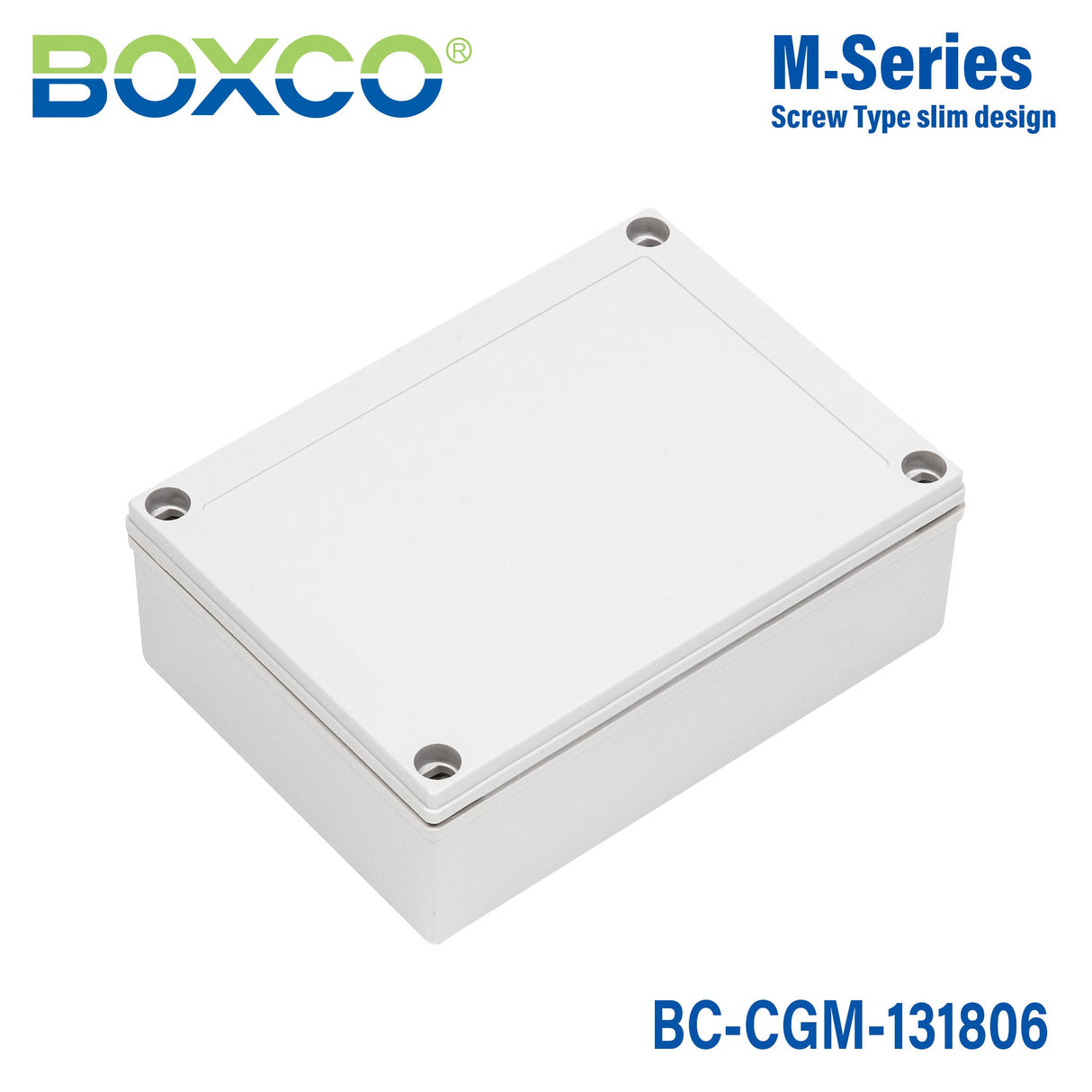 Boxco M - Series 5.12 x 7.09 x 2.36 Inches(130 x 180 x 60mm) Plastic Enclosure, IP67, IK08, PC, Grey Cover, Screw Type - BC-CGM-131806 - powersupplymall.com