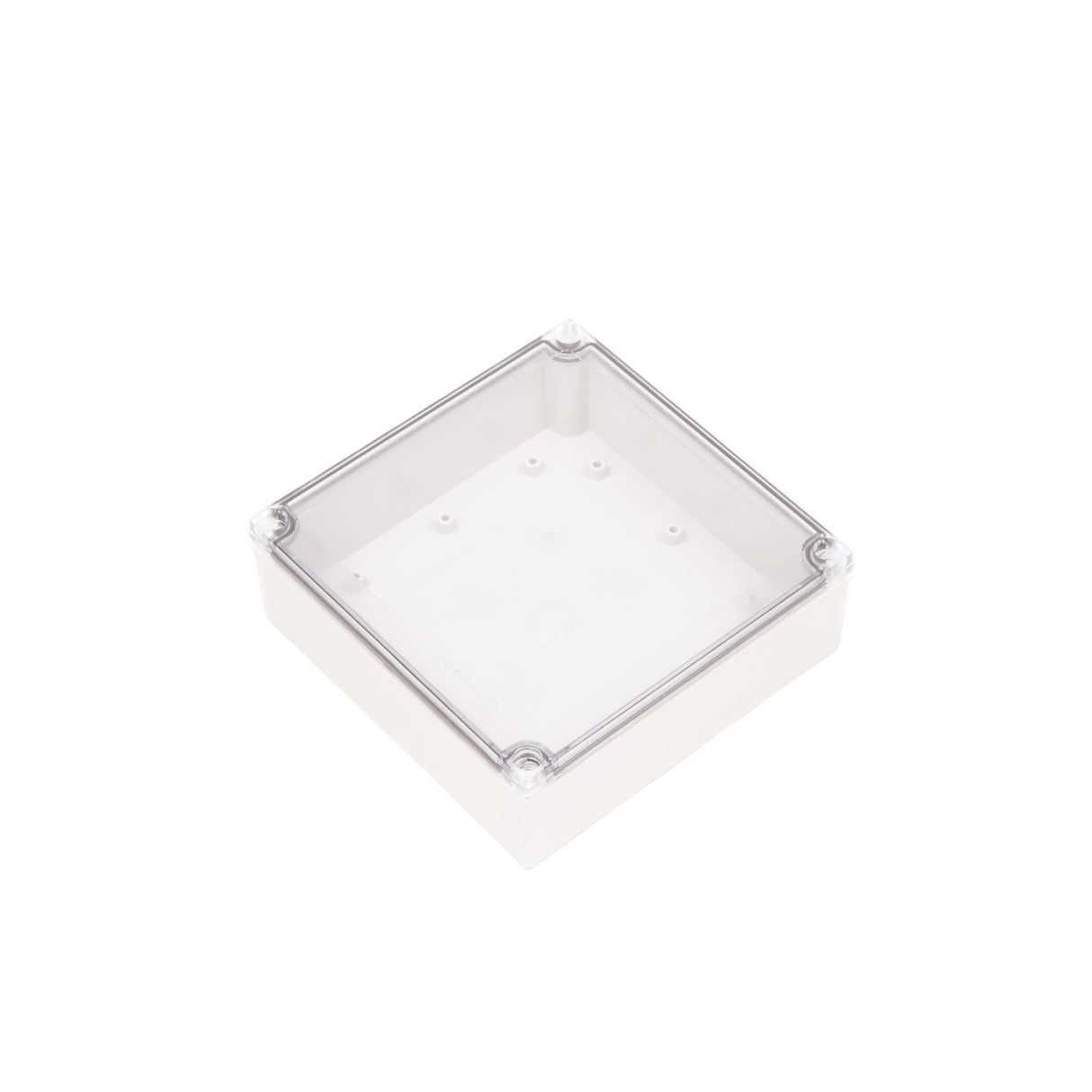 Boxco M - Series 7.09 x 7.09 x 2.36 Inches(180 x 180 x 60mm) Plastic Enclosure, IP67, IK08, PC, Transparent Cover, Screw Type - BC - CTM - 181806 - powersupplymall.com