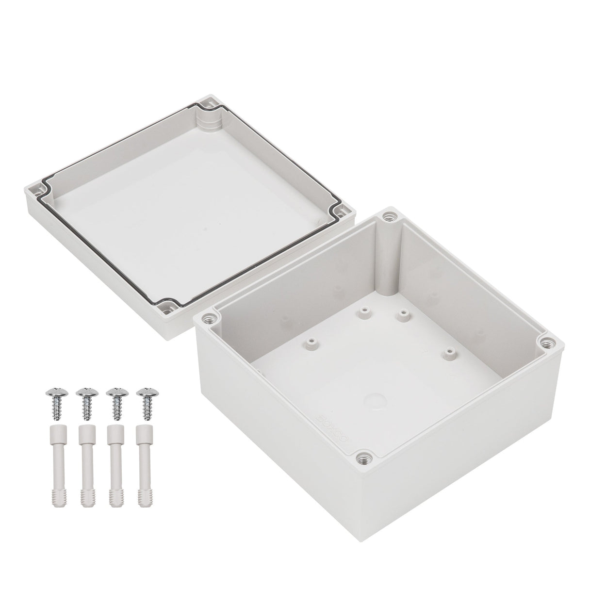 Boxco M - Series 7.09 x 7.09 x 4.92 Inches(180 x 180 x 125mm) Plastic Enclosure, IP67, IK08, ABS, Grey Cover, Screw Type - BC-AGM-181812 - powersupplymall.com