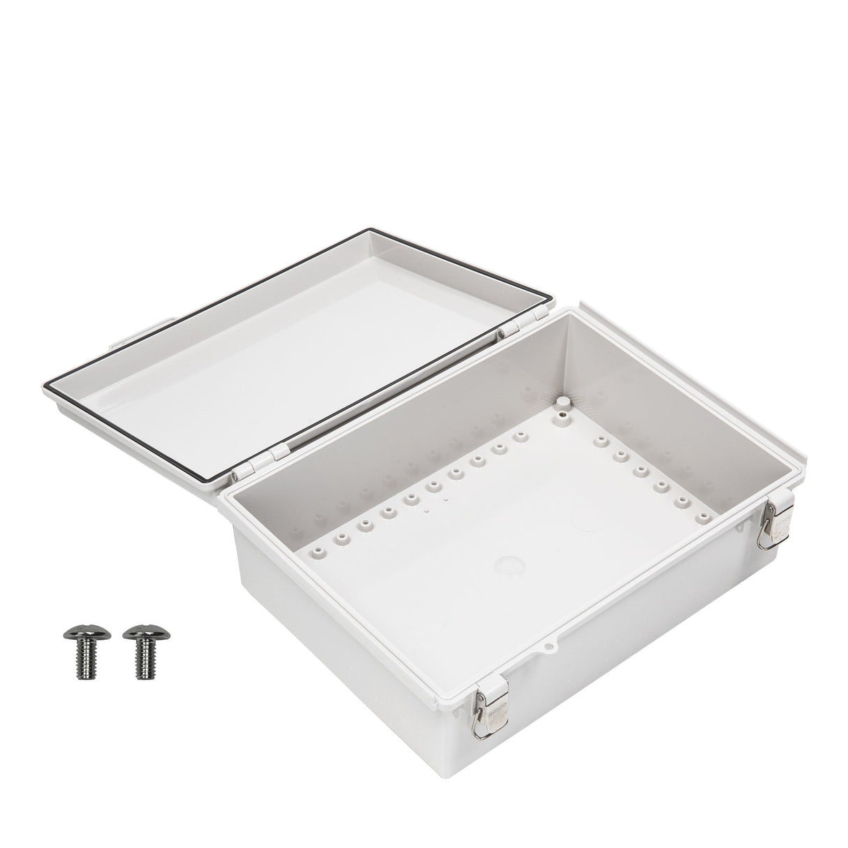 Boxco P - Series 11.02 x 14.96 x 5.12 Inches(280 x 380 x 130mm) Plastic Enclosure, IP67, IK08, ABS, Grey Cover, Molded Hinge and Latch Type - BC-AGP-283813 - powersupplymall.com