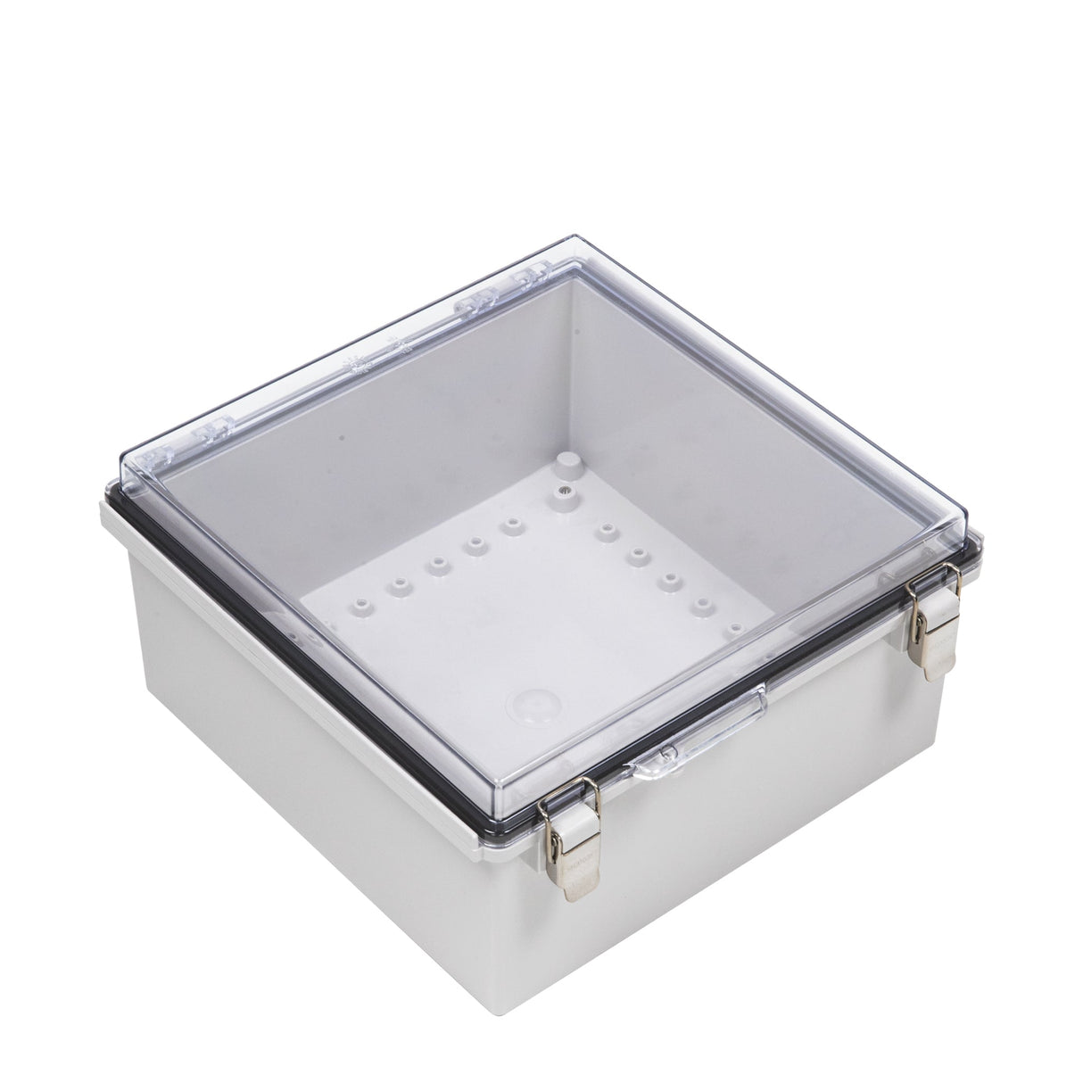 Boxco P - Series 11.81 x 11.81 x 5.91 Inches(300 x 300 x 150mm) Plastic Enclosure, IP67, IK08, PC, Transparent Cover, Molded Hinge and Latch Type - BC - CTP - 303015 - powersupplymall.com