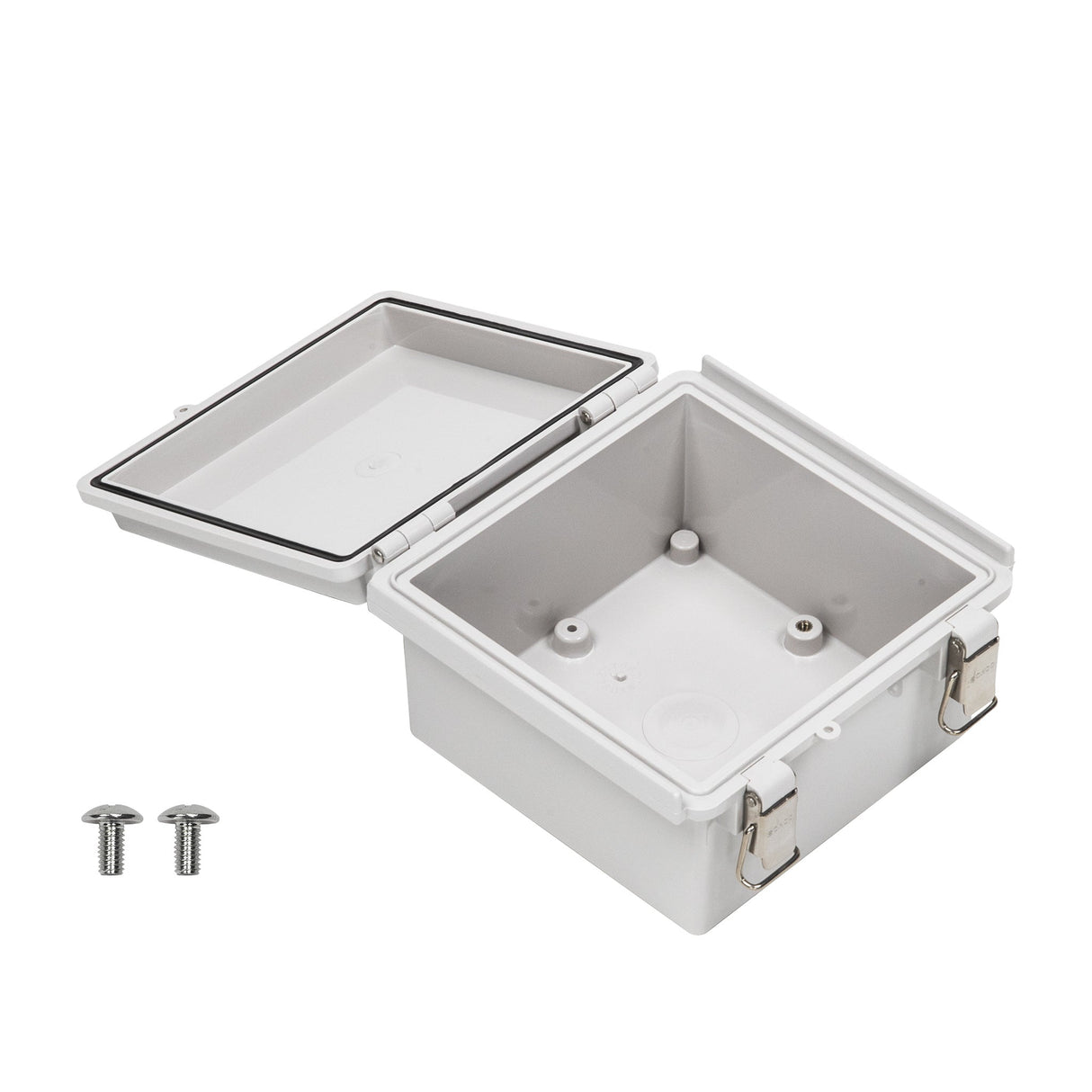 Boxco P - Series 5.91 x 5.91 x 3.54 Inches(150 x 150 x 90mm) Plastic Enclosure, IP67, IK08, PC, Grey Cover, Molded Hinge and Latch Type - BC-CGP-151509 - powersupplymall.com