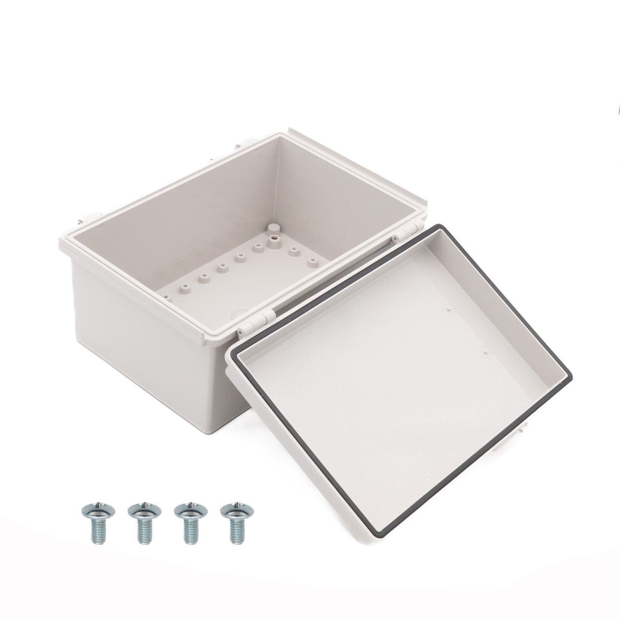 Boxco P - Series 7.48 x 11.02 x 5.51 Inches(190 x 280 x 140mm) Plastic Enclosure, IP67, IK08, ABS, Grey Cover, Molded Hinge and Latch Type - BC-AGP-192814 - powersupplymall.com