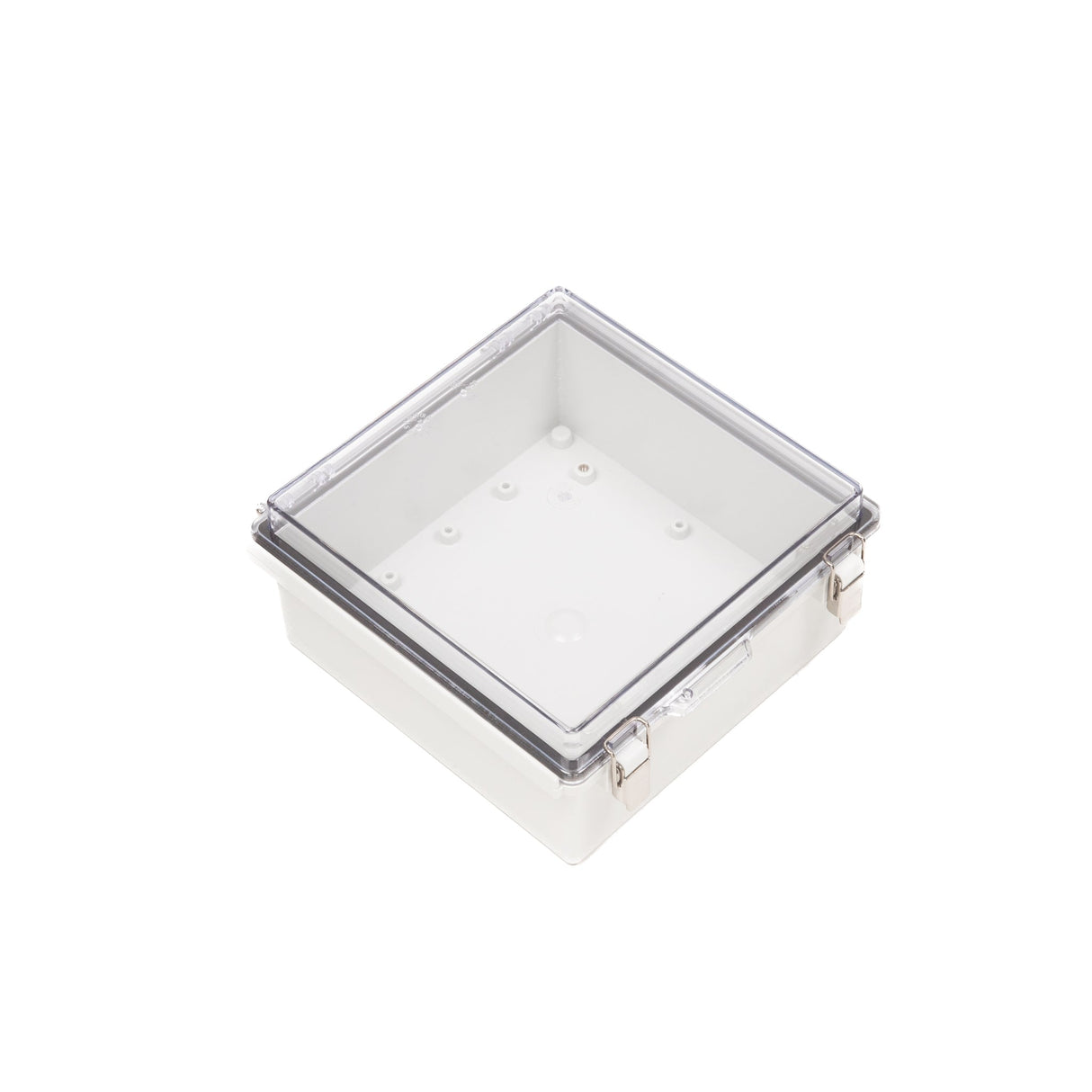 Boxco P - Series 8.27 x 8.27 x 3.94 Inches(210 x 210 x 100mm) Plastic Enclosure, IP67, IK08, PC, Transparent Cover, Molded Hinge and Latch Type - BC-CTP-212110 - powersupplymall.com