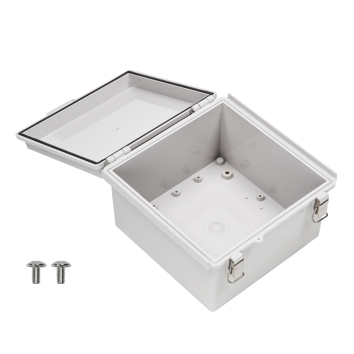 Boxco P - Series 8.27 x 8.27 x 5.12 Inches(210 x 210 x 130mm) Plastic Enclosure, IP67, IK08, ABS, Grey Cover, Molded Hinge and Latch Type - BC-AGP-212113 - powersupplymall.com