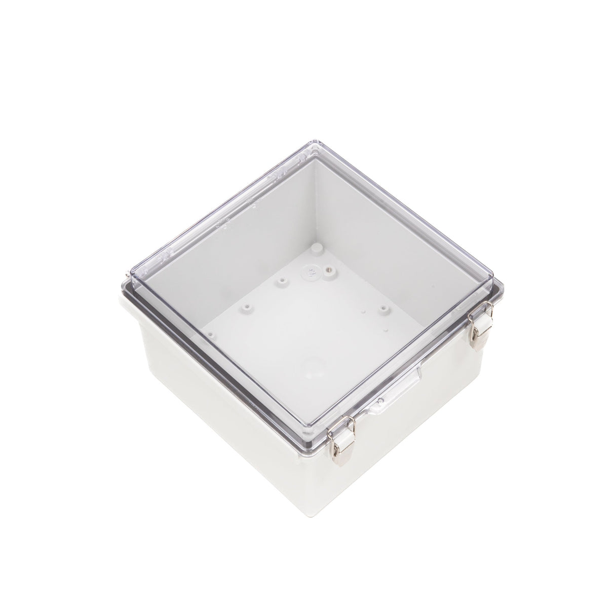 Boxco P - Series 8.27 x 8.27 x 5.12 Inches(210 x 210 x 130mm) Plastic Enclosure, IP67, IK08, PC, Transparent Cover, Molded Hinge and Latch Type - BC-CTP-212113 - powersupplymall.com