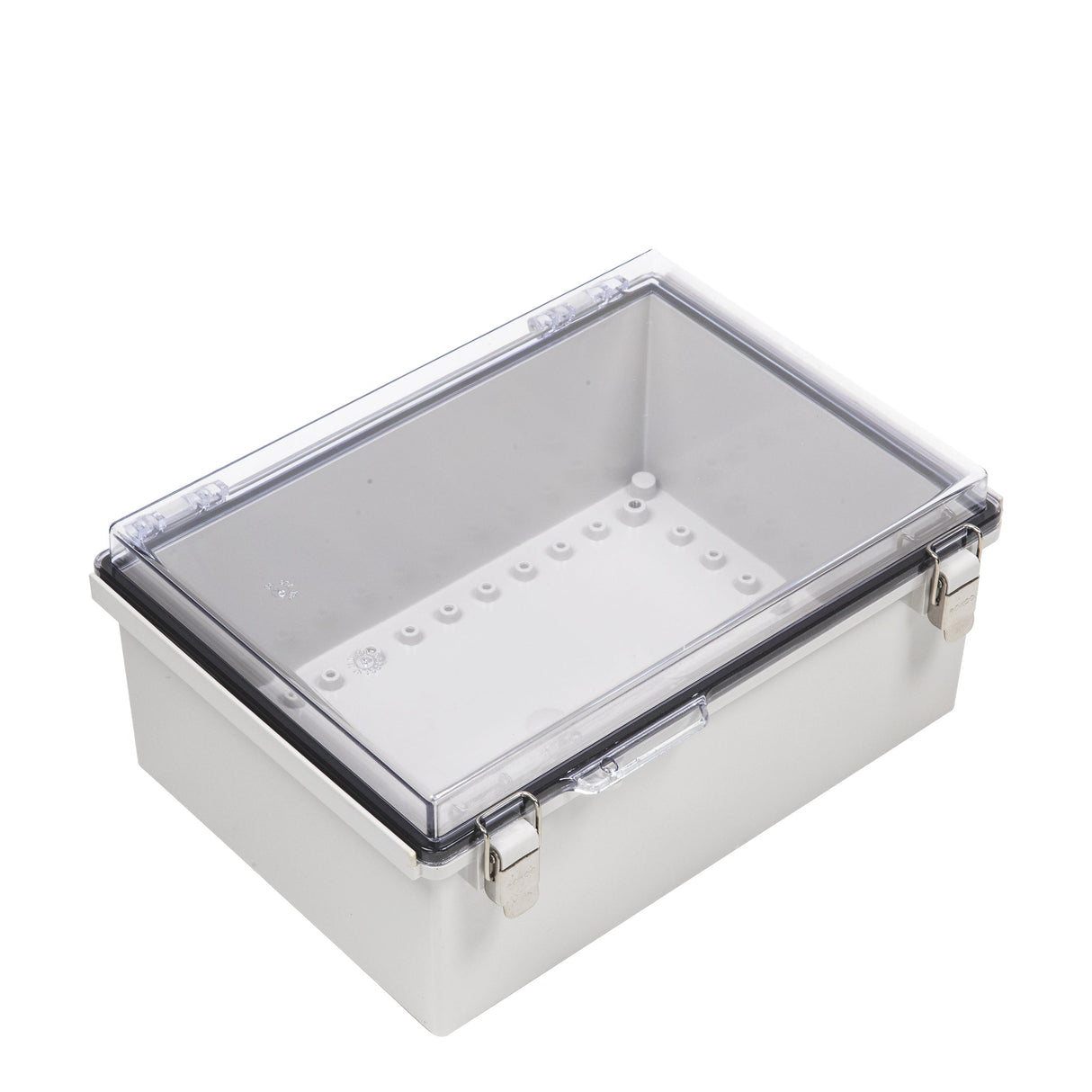 Boxco P - Series 9.84 x 13.78 x 5.91 Inches(250 x 350 x 150mm) Plastic Enclosure, IP67, IK08, ABS, Transparent Cover, Molded Hinge and Latch Type - BC - ATP - 253515 - powersupplymall.com