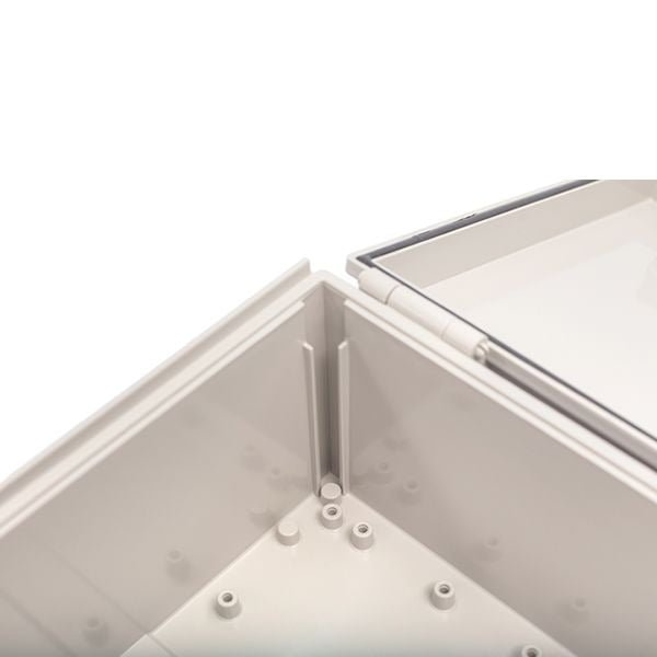 Boxco Q - Series 11.81 x 11.81 x 6.30 Inches(300 x 300 x 160mm) Plastic Enclosure, IP67, IK08, ABS, Transparent Cover, Plastic Hinge and Latch Type - BC - ATQ - 303016 - powersupplymall.com