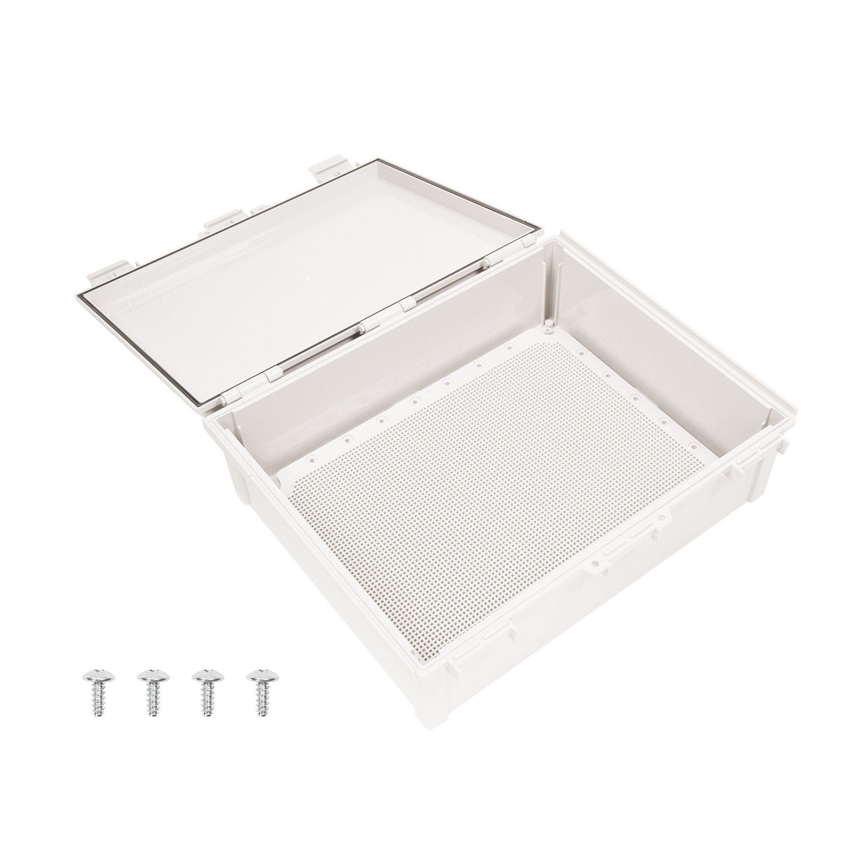 Boxco Q - Series 15.75 x 17.71 x 6.30 Inches(400 x 450 x 160mm) Plastic Enclosure, IP67, IK08, ABS, Grey Cover, Hinge Type with Plate - BC-AGQ-405016G - powersupplymall.com