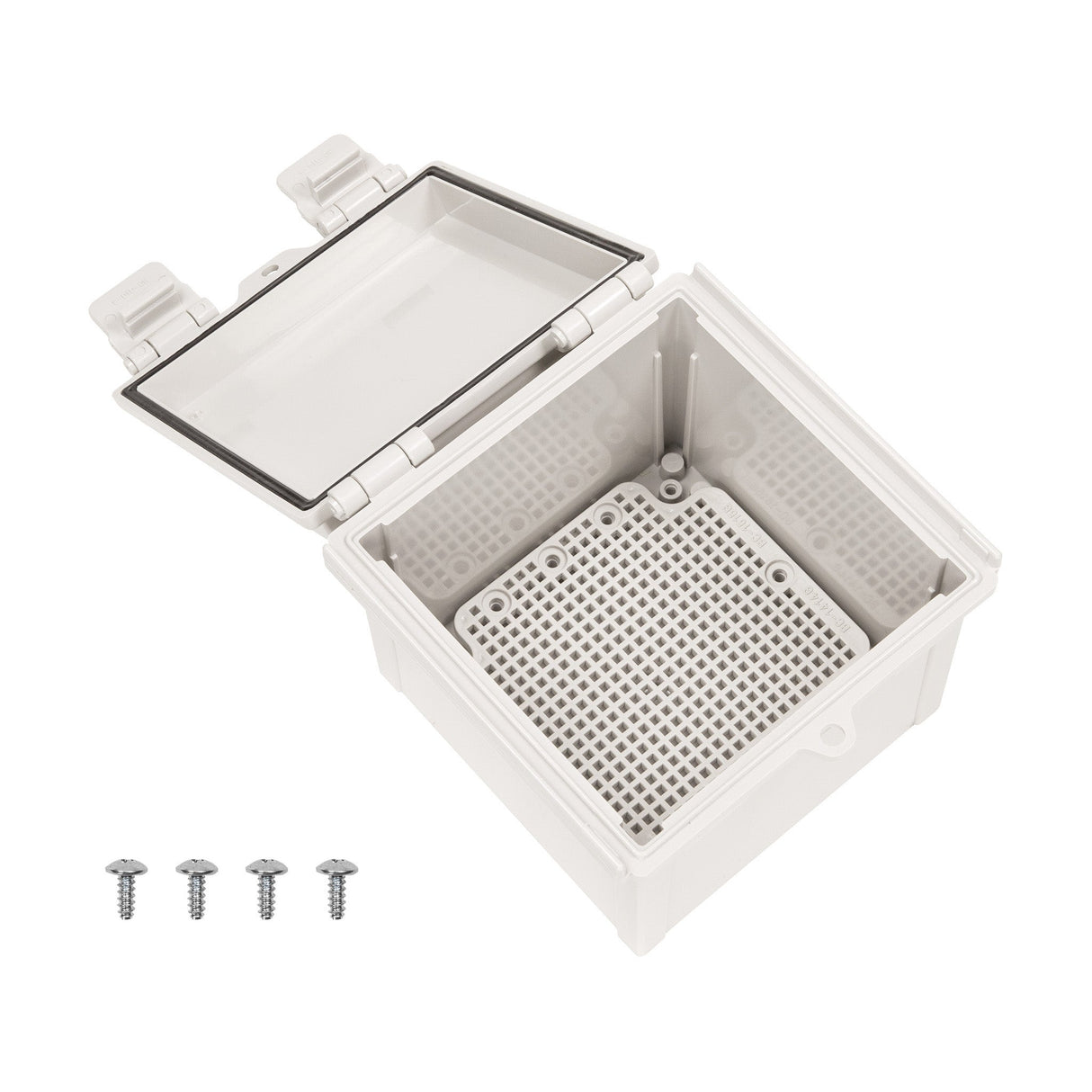 Boxco Q - Series 5.91 x 5.91 x 4.72 Inches(150 x 150 x 120mm) Plastic Enclosure, IP67, IK08, PC, Grey Cover, Plastic Hinge and Latch Type - BC - CGQ - 151512 - powersupplymall.com