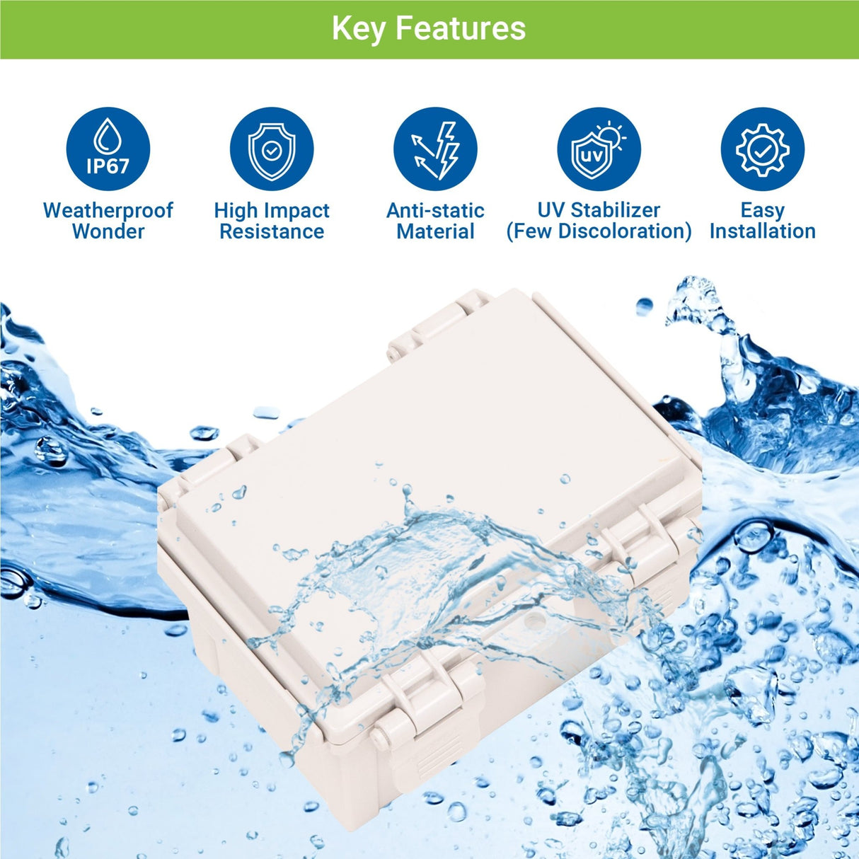 Boxco Q - Series 6.30 x 8.27 x 5.12 Inches(160 x 210 x 130mm) Plastic Enclosure, IP67, IK08, ABS, Grey Cover, Hinge Type with Plate - BC - AGQ - 162113G - powersupplymall.com