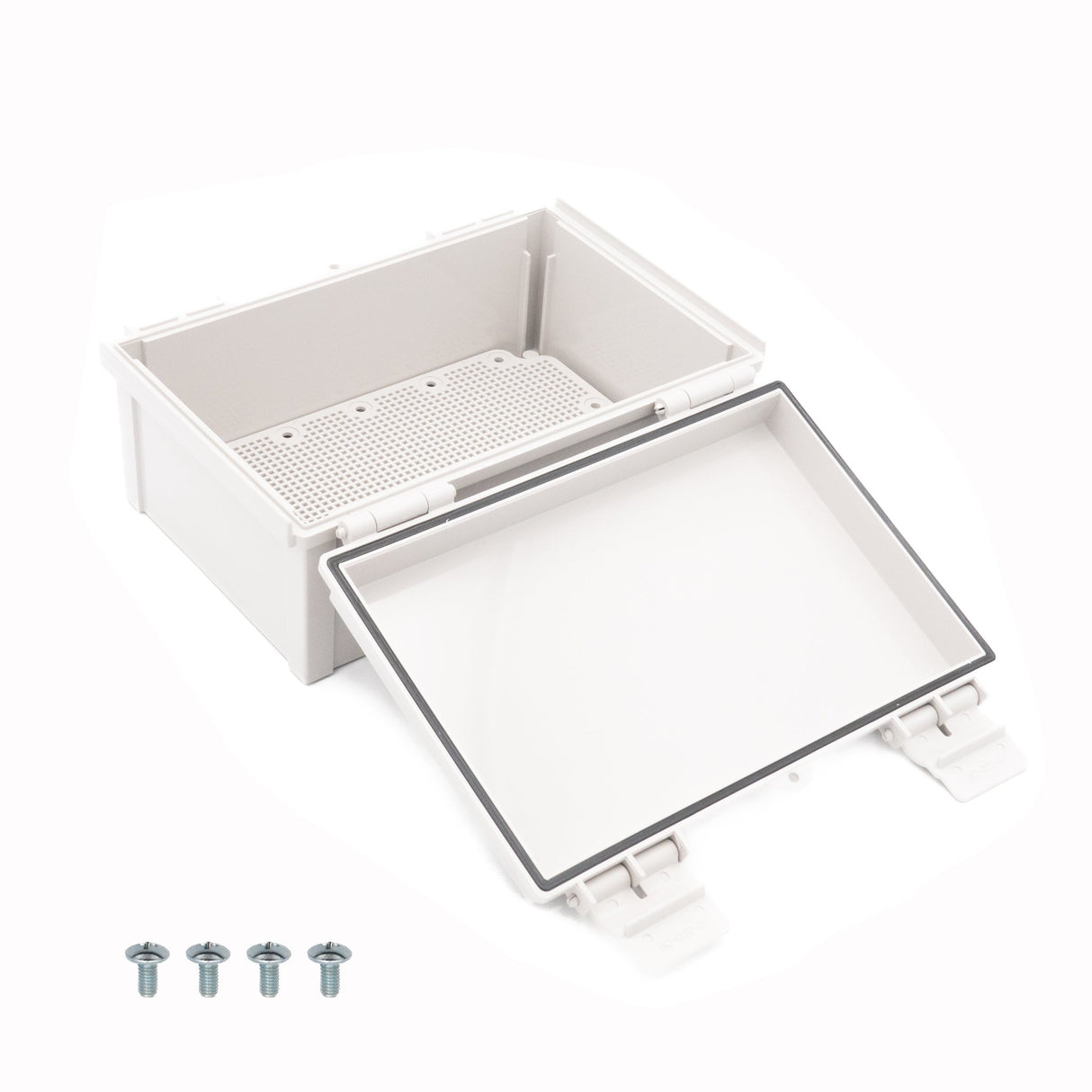 Boxco Q - Series 7.87 x 11.81 x 5.12 Inches(200 x 300 x 130mm) Plastic Enclosure, IP67, IK08, PC, Grey Cover, Plastic Hinge and Latch Type - BC - CGQ - 203013 - powersupplymall.com