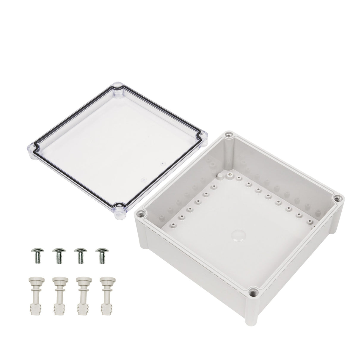 Boxco S - Series 11.02 x 11.02 x 5.12 Inches(280x280x130mm) Plastic Enclosure, IP67, IK08, ABS, Transparent Cover, Screw Type - BC - ATS - 282813 - powersupplymall.com