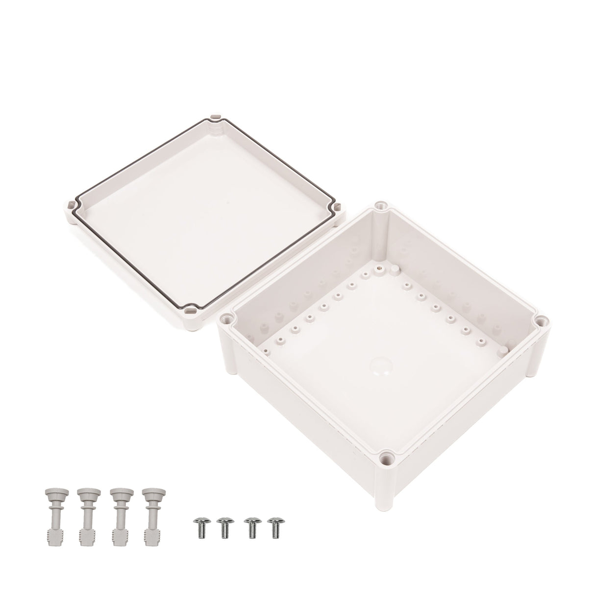 Boxco S - Series 11.02 x 11.02 x 5.12 Inches(280x280x130mm) Plastic Enclosure, IP67, IK08, PC, Grey Cover, Screw Type - BC-CGS-282813 - powersupplymall.com