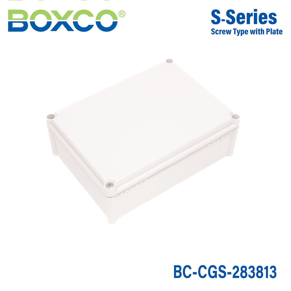 Boxco S - Series 11.02 x 14.96 x 5.12 Inches(280x380x130mm) Plastic Enclosure, IP67, IK08, PC, Grey Cover, Screw Type - BC-CGS-283813 - powersupplymall.com