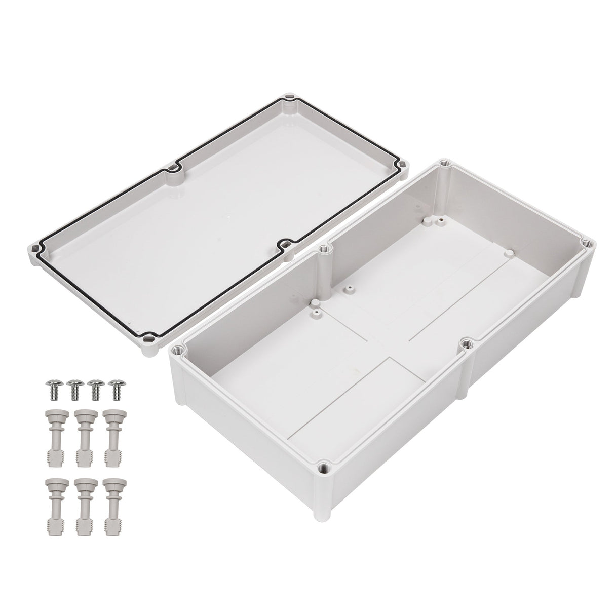 Boxco S - Series 11.02 x 22.05 x 5.12 Inches(280x560x130mm) Plastic Enclosure, IP67, IK08, ABS, Grey Cover, Screw Type - BC-AGS-285613 - powersupplymall.com