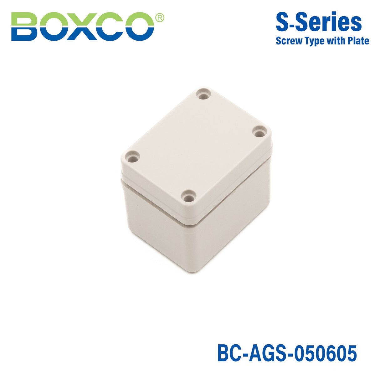 Boxco S - Series 1.97 x 2.56 x 2.17 Inches(50x65x55mm) Plastic Enclosure, IP67, IK08, ABS, Grey Cover, Screw Type - BC - AGS - 050605 - powersupplymall.com