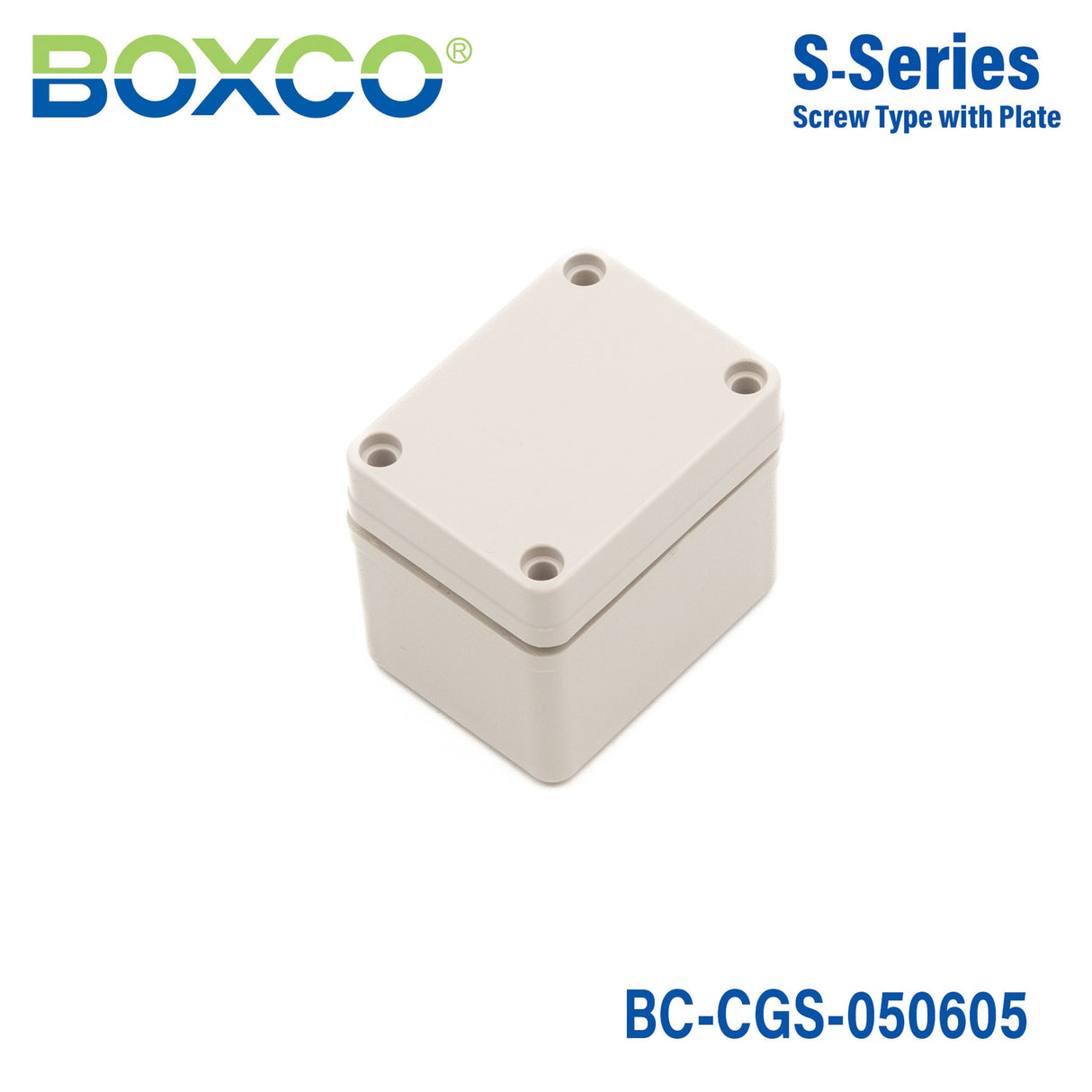 Boxco S - Series 1.97 x 2.56 x 2.17 Inches(50x65x55mm) Plastic Enclosure, IP67, IK08, PC, Grey Cover, Screw Type - BC-CGS-050605 - powersupplymall.com