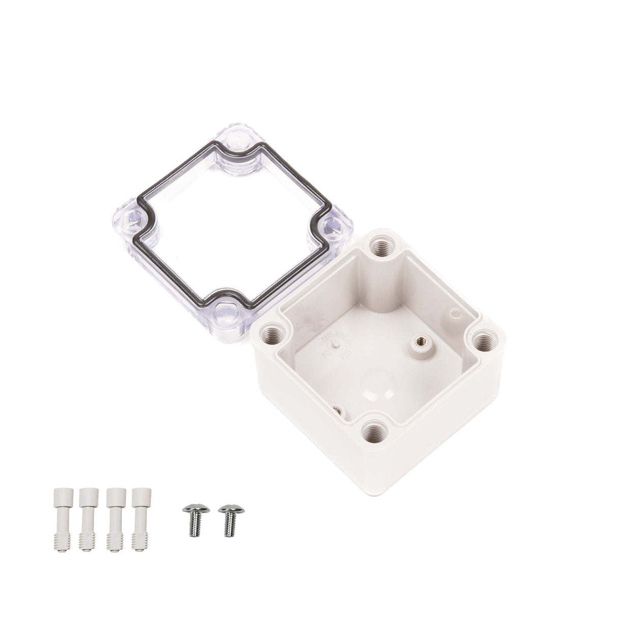 Boxco S - Series 3.15 x 3.15 x 2.36 Inches(80x80x60mm) Plastic Enclosure, IP67, IK08, PC, Transparent Cover, Screw Type - BC - CTS - 080806 - powersupplymall.com