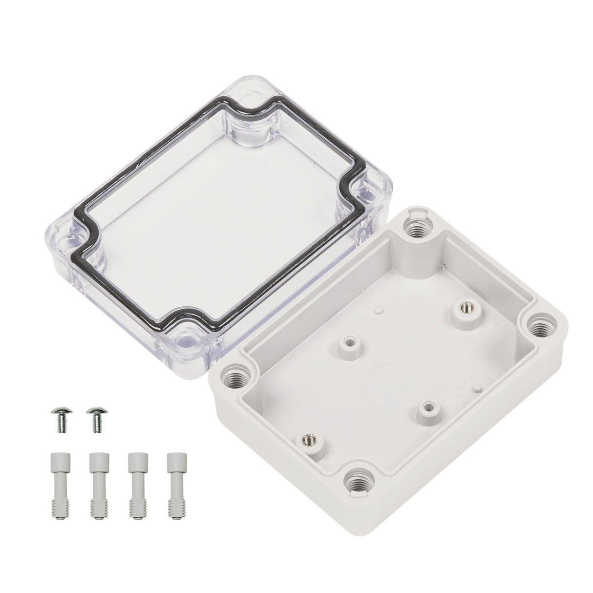 Boxco S - Series 3.15 x 4.33 x 1.77 Inches(80x110x45mm) Plastic Enclosure, IP67, IK08, PC, Transparent Cover, Screw Type - BC-CTS-081104 - powersupplymall.com