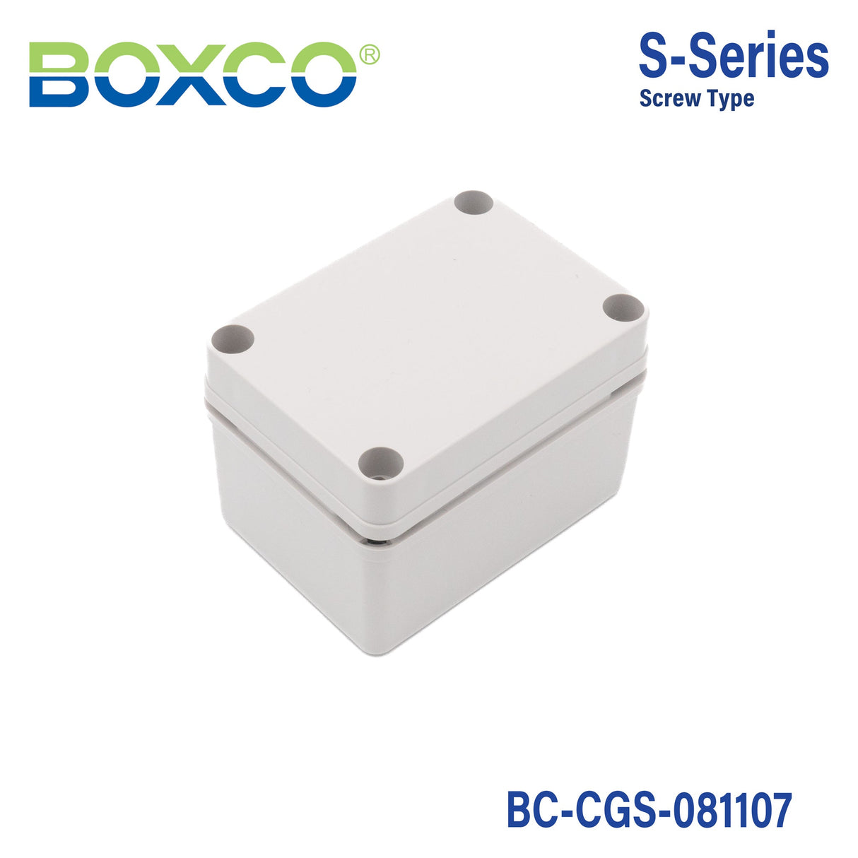 Boxco S - Series 3.15 x 4.33 x 2.76 Inches(80x110x70mm) Plastic Enclosure, IP67, IK08, PC, Grey Cover, Screw Type - BC-CGS-081107 - powersupplymall.com