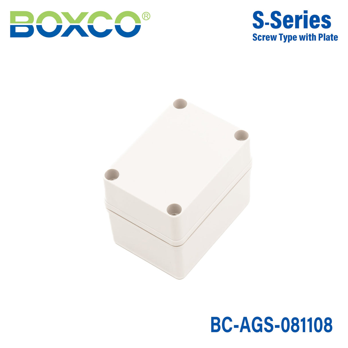 Boxco S - Series 3.15 x 4.33 x 3.35 Inches(80x110x85mm) Plastic Enclosure, IP67, IK08, ABS, Grey Cover, Screw Type - BC - AGS - 081108 - powersupplymall.com