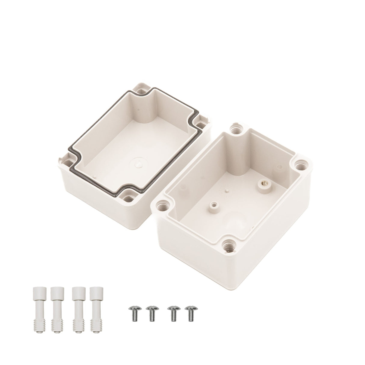 Boxco S - Series 3.15 x 4.33 x 3.35 Inches(80x110x85mm) Plastic Enclosure, IP67, IK08, ABS, Grey Cover, Screw Type - BC - AGS - 081108 - powersupplymall.com