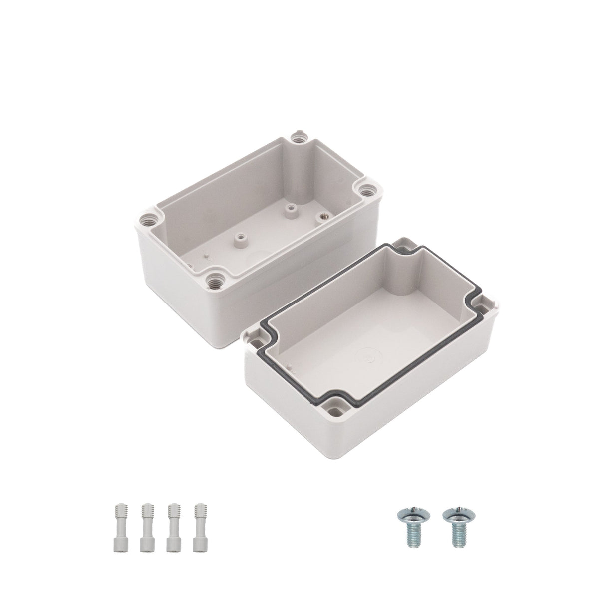 Boxco S - Series 3.15 x 5.12 x 3.35 Inches(80 x 130 x 85mm) Plastic Enclosure, IP67, IK08, ABS, Grey Cover, Screw Type - BC-AGS-081308-K - powersupplymall.com