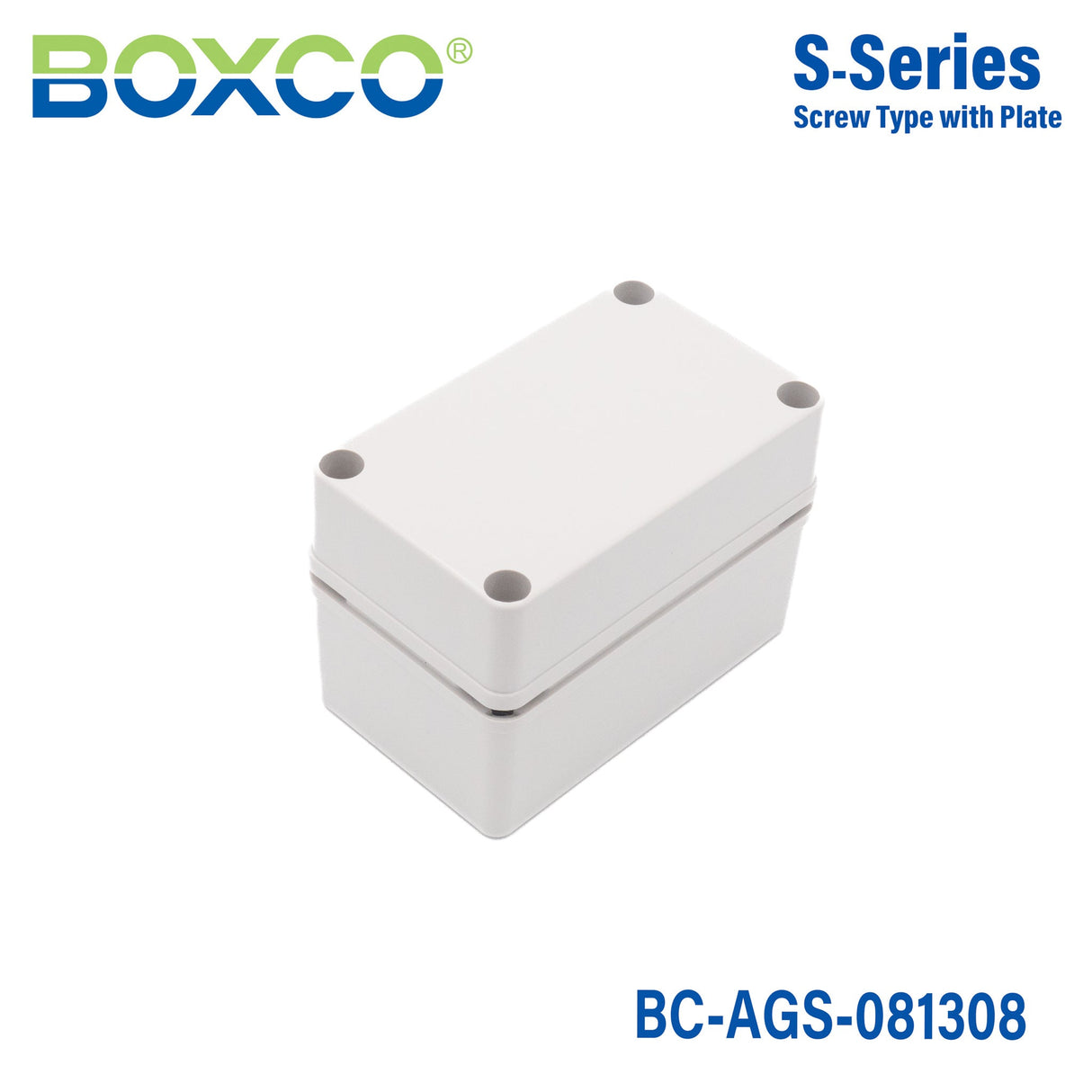 Boxco S - Series 3.15 x 5.12 x 3.35 Inches(80x130x85mm) Plastic Enclosure, IP67, IK08, ABS, Grey Cover, Screw Type - BC - AGS - 081308 - powersupplymall.com