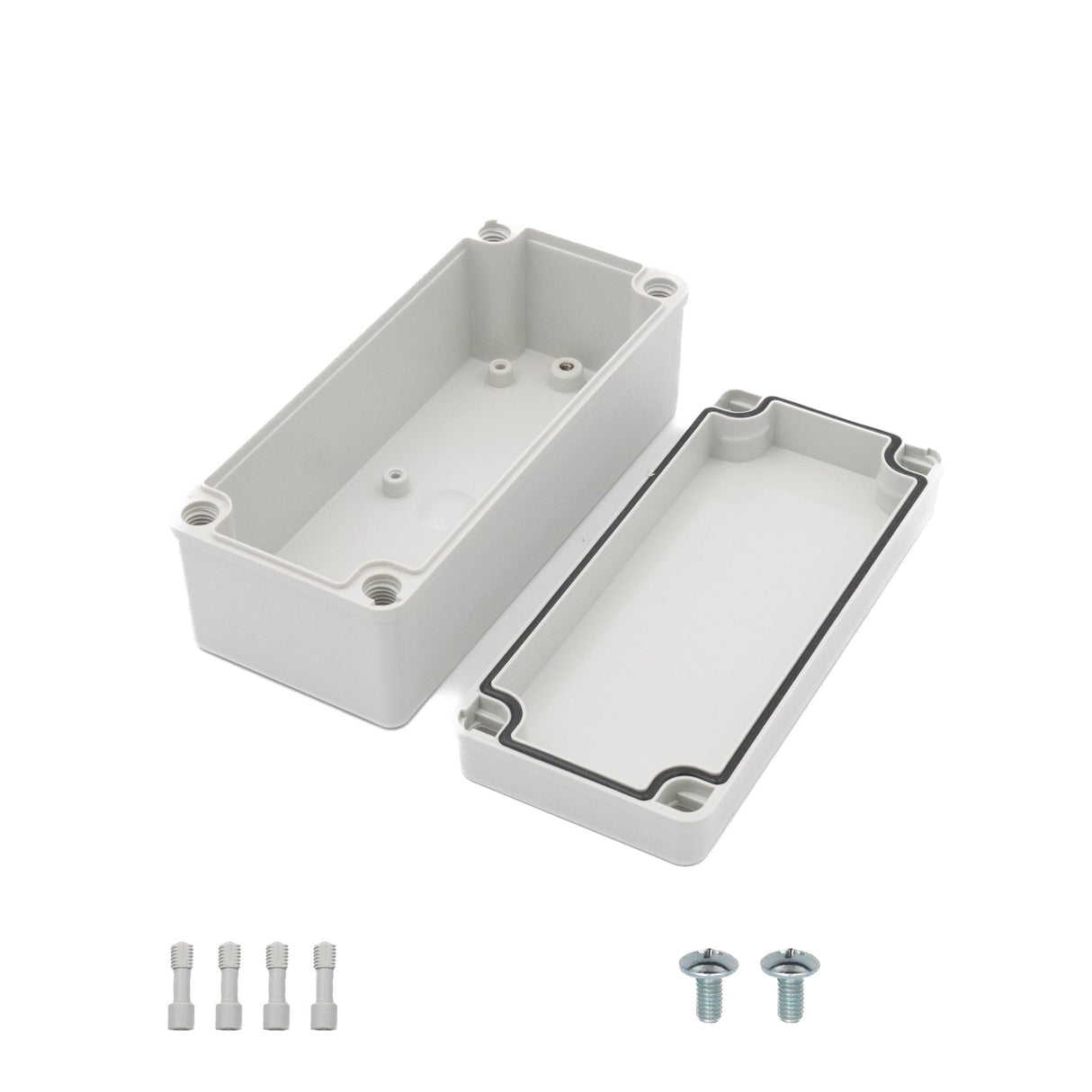 Boxco S - Series 3.15 x 7.09 x 2.76 Inches(80 x 180 x 70mm) Plastic Enclosure, IP67, IK08, PC, Grey Cover, Screw Type - BC-CGS-081807-K - powersupplymall.com