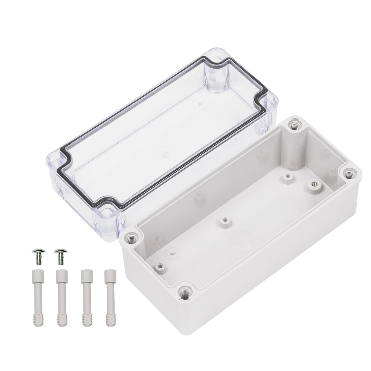 Boxco S - Series 3.15 x 7.09 x 3.35 Inches(80 x 180 x 85mm) Plastic Enclosure, IP67, IK08, ABS, Transparent Cover, Screw Type - BC - ATS - 081808 - K - powersupplymall.com