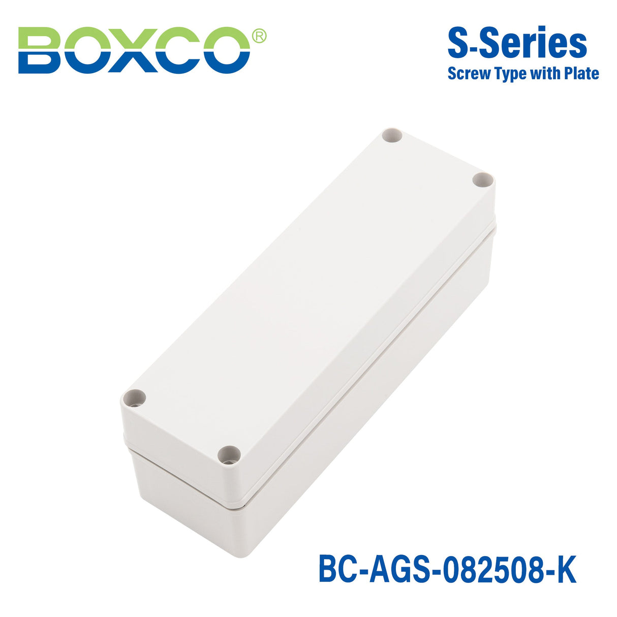 Boxco S - Series 3.15 x 9.84 x 3.35 Inches(80 x 250 x 85mm) Plastic Enclosure, IP67, IK08, ABS, Grey Cover, Screw Type - BC - AGS - 082508 - K - powersupplymall.com