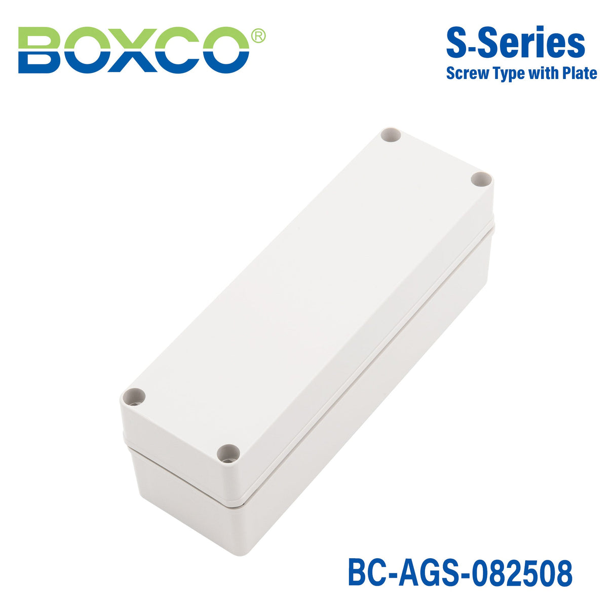 Boxco S - Series 3.15 x 9.84 x 3.35 Inches(80x250x85mm) Plastic Enclosure, IP67, IK08, ABS, Grey Cover, Screw Type - BC - AGS - 082508 - powersupplymall.com