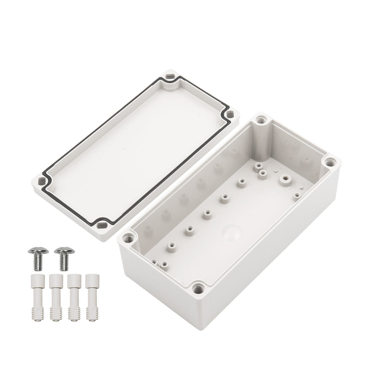 Boxco S - Series 3.94 x 7.87 x 2.76 Inches(100x200x70mm) Plastic Enclosure, IP67, IK08, ABS, Grey Cover, Screw Type - BC - AGS - 102007 - powersupplymall.com