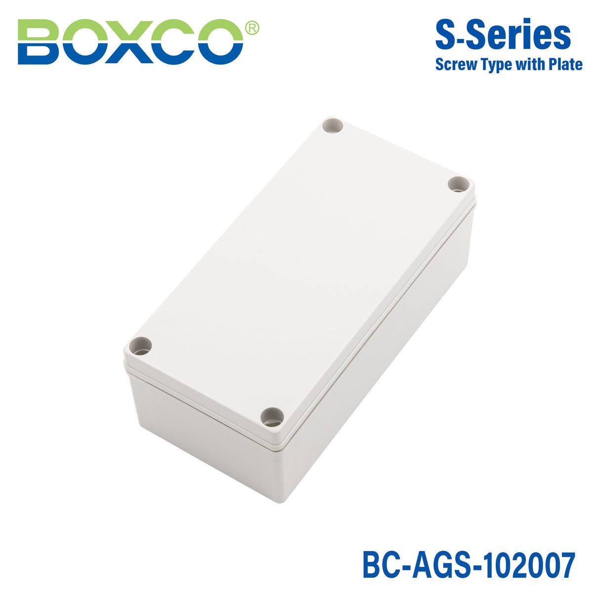 Boxco S - Series 3.94 x 7.87 x 2.76 Inches(100x200x70mm) Plastic Enclosure, IP67, IK08, ABS, Grey Cover, Screw Type - BC - AGS - 102007 - powersupplymall.com