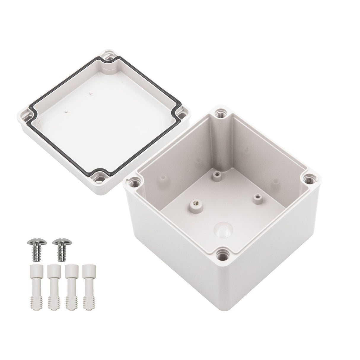Boxco S - Series 4.92 x 4.92 x 3.94 Inches(125x125x100mm) Plastic Enclosure, IP67, IK08, PC, Grey Cover, Screw Type - BC - CGS - 121210 - powersupplymall.com