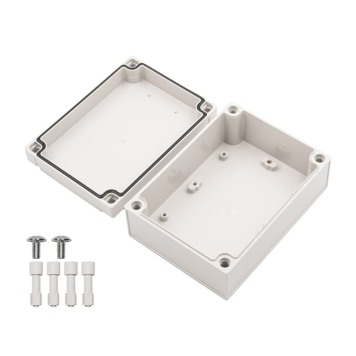 Boxco S - Series 4.92 x 6.89 x 2.95 Inches(125 x 175 x 75mm) Plastic Enclosure, IP67, IK08, ABS, Grey Cover, Screw Type - BC - AGS - 121707 - K - powersupplymall.com