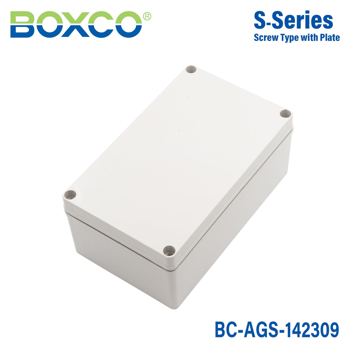 Boxco S - Series 5.51 x 9.06 x 3.74 Inches(140x230x95mm) Plastic Enclosure, IP67, IK08, ABS, Grey Cover, Screw Type - BC-AGS-142309 - powersupplymall.com