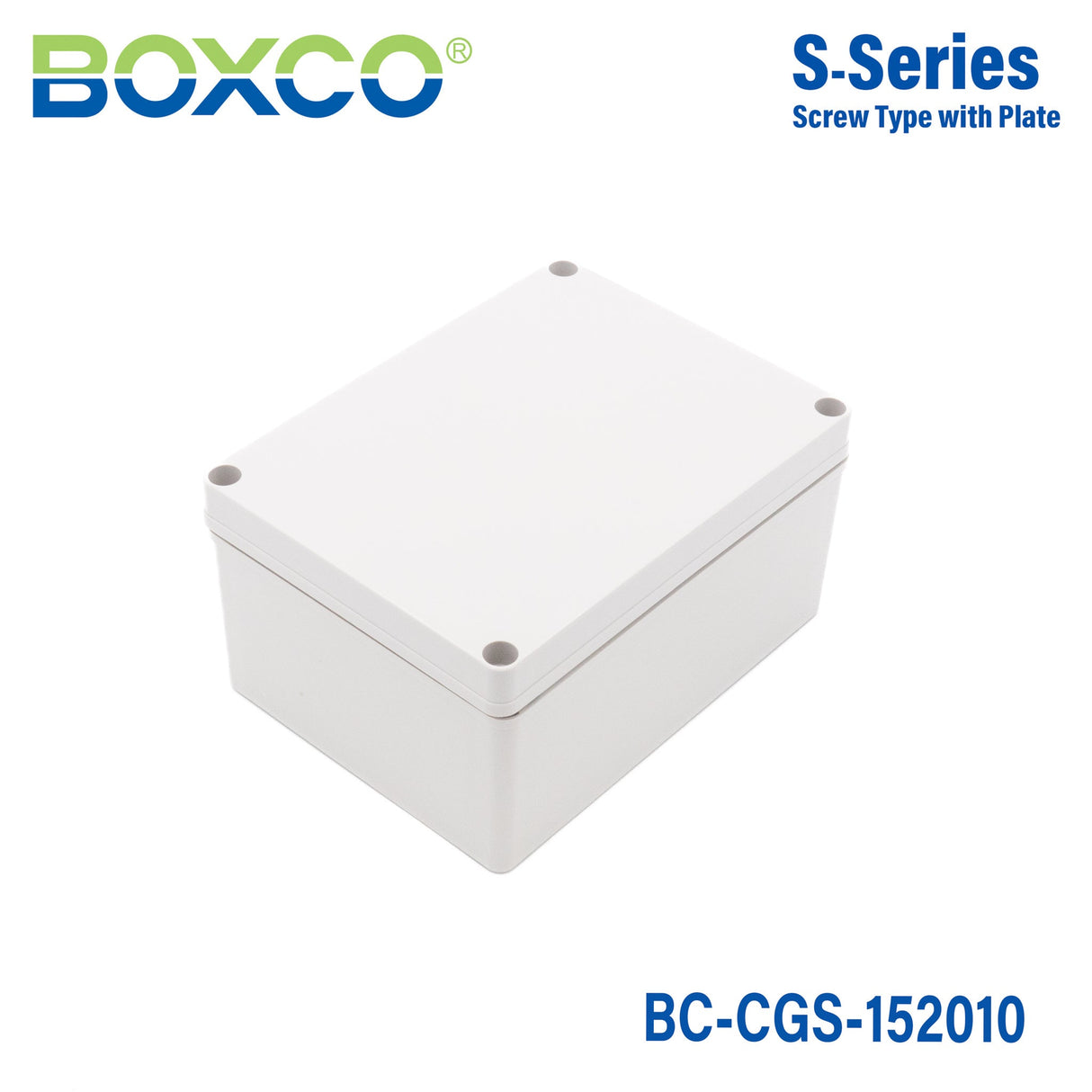 Boxco S - Series 5.91 x 7.87 x 3.94 Inches(150x200x100mm) Plastic Enclosure, IP67, IK08, PC, Grey Cover, Screw Type - BC-CGS-152010 - powersupplymall.com