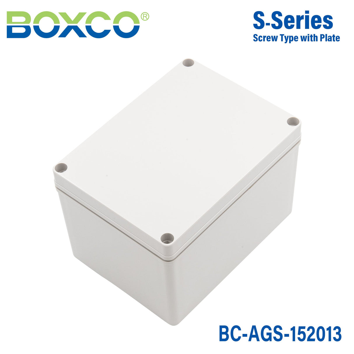 Boxco S - Series 5.91 x 7.87 x 5.12 Inches(150x200x130mm) Plastic Enclosure, IP67, IK08, ABS, Grey Cover, Screw Type - BC-AGS-152013 - powersupplymall.com