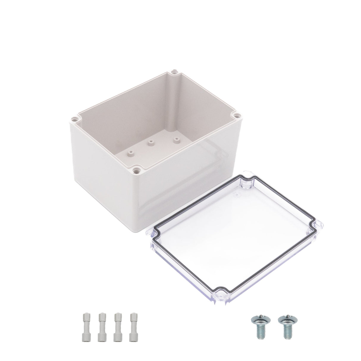 Boxco S - Series 5.91 x 7.87 x 5.12 Inches(150x200x130mm) Plastic Enclosure, IP67, IK08, ABS, Transparent Cover, Screw Type - BC - ATS - 152013 - powersupplymall.com