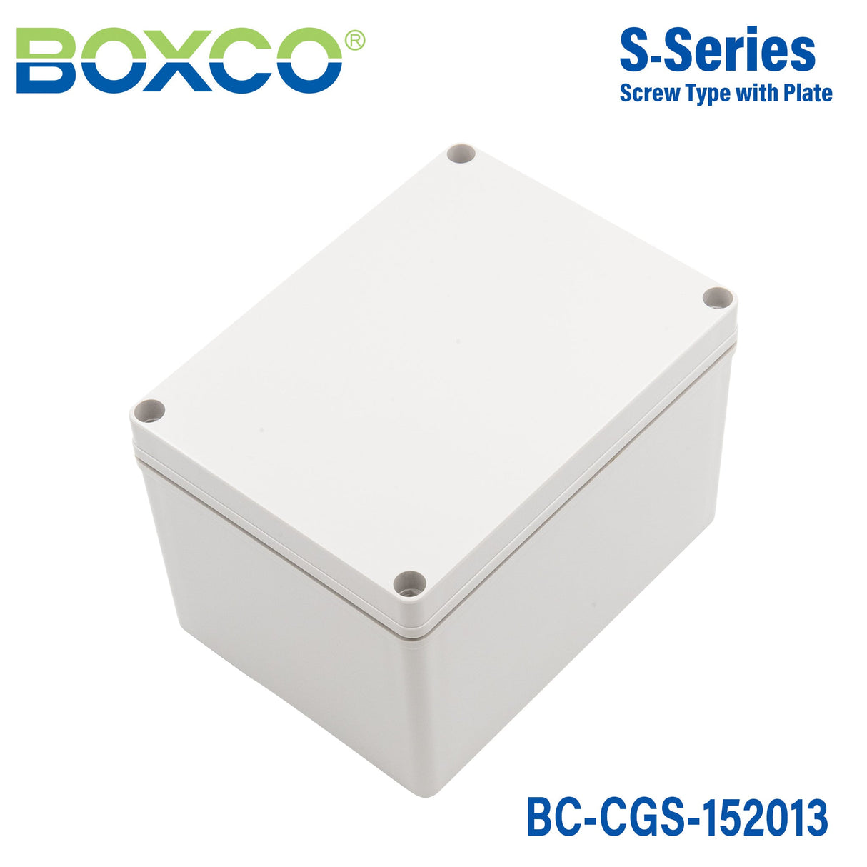 Boxco S - Series 5.91 x 7.87 x 5.12 Inches(150x200x130mm) Plastic Enclosure, IP67, IK08, PC, Grey Cover, Screw Type - BC-CGS-152013 - powersupplymall.com