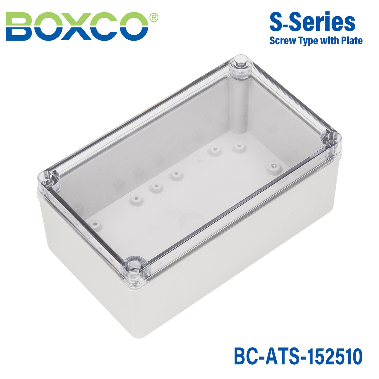 Boxco S - Series 5.91 x 9.84 x 3.94 Inches(150x250x100mm) Plastic Enclosure, IP67, IK08, ABS, Transparent Cover, Screw Type - BC - ATS - 152510 - powersupplymall.com