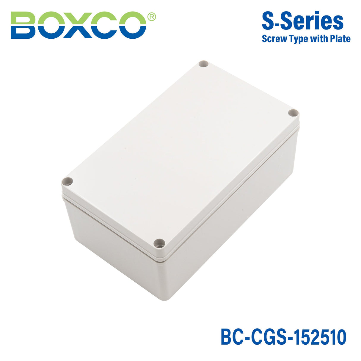 Boxco S - Series 5.91 x 9.84 x 3.94 Inches(150x250x100mm) Plastic Enclosure, IP67, IK08, PC, Grey Cover, Screw Type - BC-CGS-152510 - powersupplymall.com