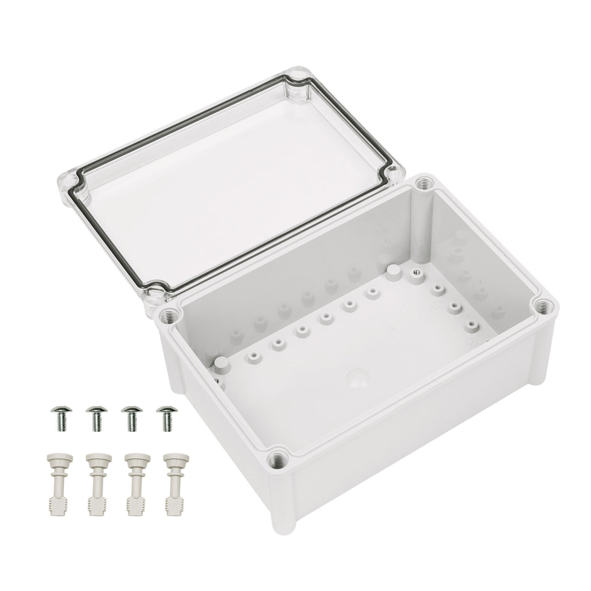 Boxco S - Series 7.48 x 11.02 x 5.12 Inches(190x280x130mm) Plastic Enclosure, IP67, IK08, ABS, Transparent Cover, Screw Type - BC - ATS - 192813 - powersupplymall.com